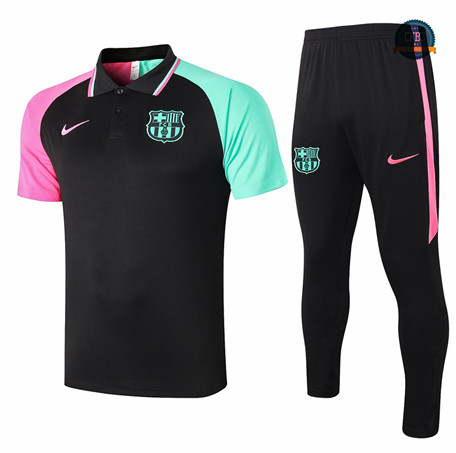 Cfb3 Camiseta Entrenamiento Barcelona POLO + Pantalones Equipación Negro Bicolore 2020/2021
