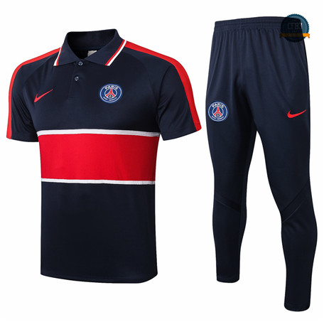 Cfb3 Camiseta Entrenamiento PSG POLO + Pantalones Azul Oscuro/Rojo 2020/2021