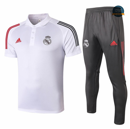 Cfb3 Camiseta Entrenamiento Real Madrid POLO + Pantalones Equipación Blanco 2020/2021