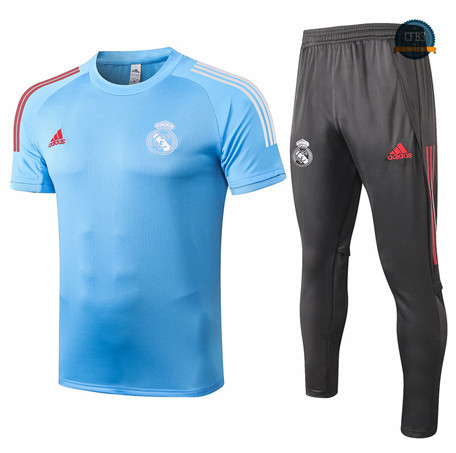 Cfb3 Camiseta Entrenamiento Real Madrid + Pantalones Equipación Azul Claro 2020/2021