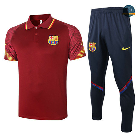 Cfb3 Camisetas Entrenamiento Barcelona Polo + Pantalones Bordeaux 2020/2021