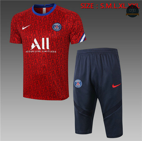 Cfb3 Camiseta Entrenamiento PSG + Pantalones 3/4 Rojo 2020/2021