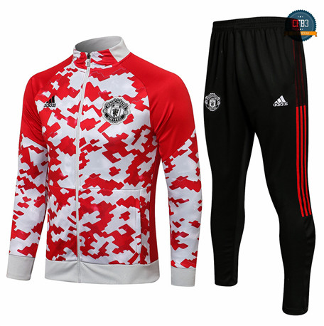 Cfb3 Chaqueta Chandal Manchester United Equipación Rojo/Blanco Cuello alto 2021/2022