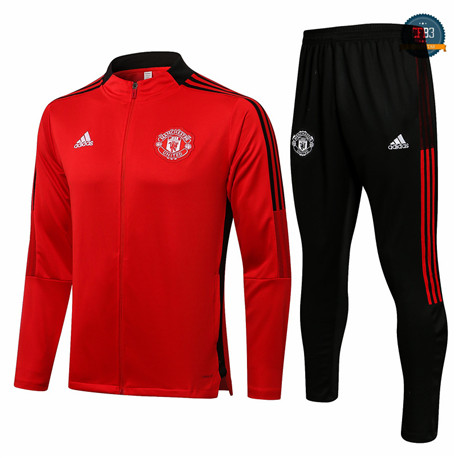 Cfb3 Chaqueta Chandal Manchester United Equipación Rojo/Negro Cuello alto 2021/2022