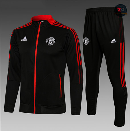 Cfb3 Chaqueta Chándal Niños Manchester United Equipación Negro Cuello alto 2021/2022