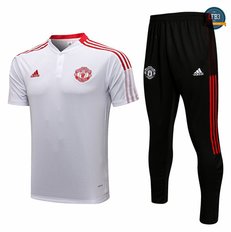 Cfb3 Camiseta Manchester United POLO + Pantalones Equipación Blanco 2021/2022