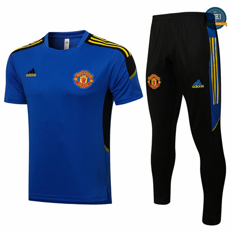 Cfb3 Camiseta Manchester United + Pantalones Equipación Liga de Campeones Azul 2021/2022