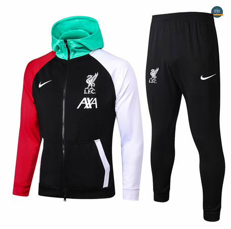 Cfb3 Chaqueta Chándal - Sudadera con Capucha Liverpool Equipación Negro 2021/2022