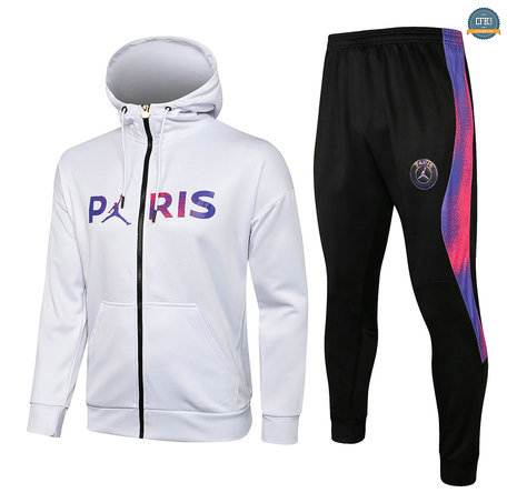 Cfb3 Chaqueta Chandal PSG Jordan Equipación Sombrero Blanco 2021/2022