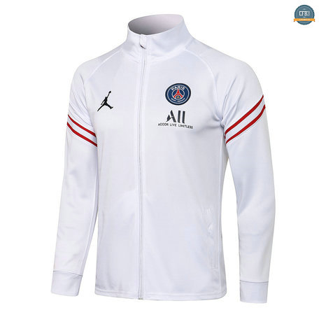 Cfb3 Camisetas Chaqueta PSG Jordan Equipación Blanco Cuello alto 2021/2022