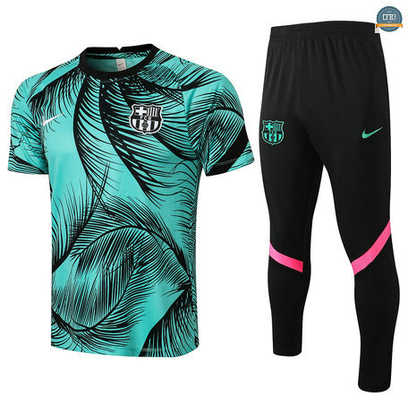 Cfb3 Camiseta Entrenamiento Barcelona + Pantalones Equipación Verde 2021/2022