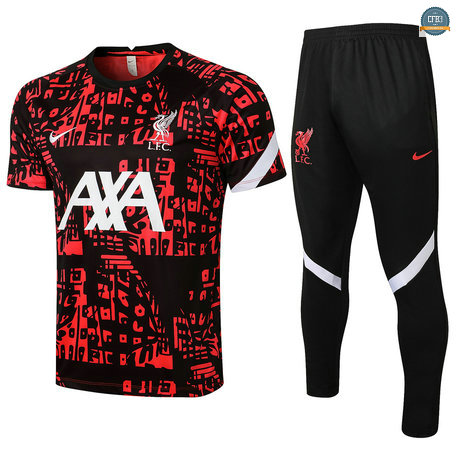 Cfb3 Camiseta Entrenamiento Liverpool + Pantalones Equipación Negro/Rojo 2021/2022