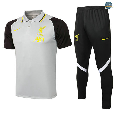 Cfb3 Camiseta Entrenamiento Liverpool POLO + Pantalones Equipación Gris claro 2021/2022