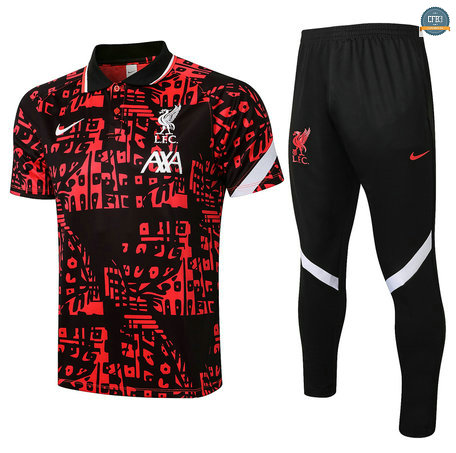 Cfb3 Camisetas Entrenamiento Liverpool POLO + Pantalones Equipación Rojo 2021/2022