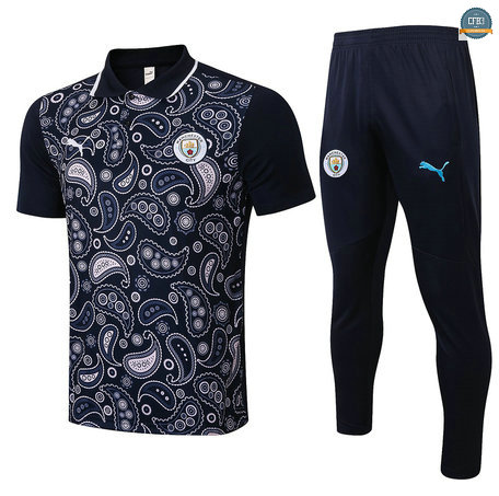 Cfb3 Camisetas Entrenamiento Manchester City POLO + Pantalones Equipación Azul marino 2021/2022