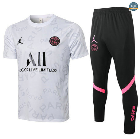 Cfb3 Camisetas Entrenamiento PSG Jordan + Pantalones Equipación Blanco ALL 2021/2022