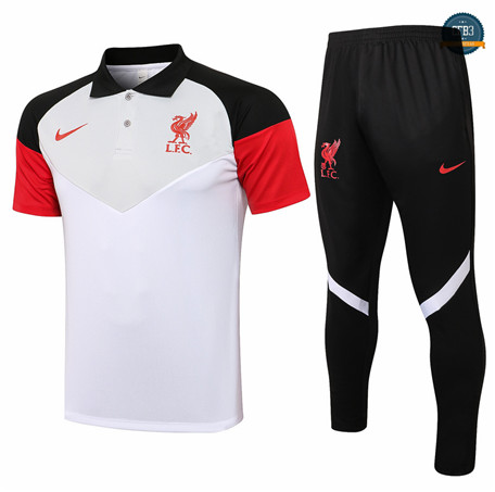 Cfb3 Camisetas Liverpool POLO + Pantalones Equipación Blanco/Gris 2021/2022