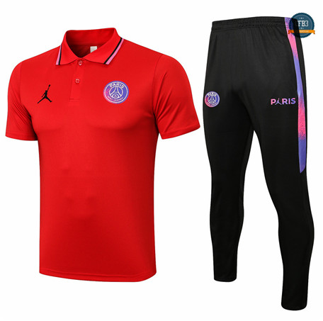 Cfb3 Camisetas Jordan PSG POLO + Pantalones Equipación Rojo 2021/2022