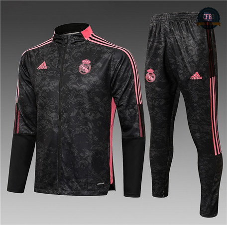 Cfb3 Chaqueta Chandal Niños Real Madrid Equipación Negro/Rojo 2021/2022