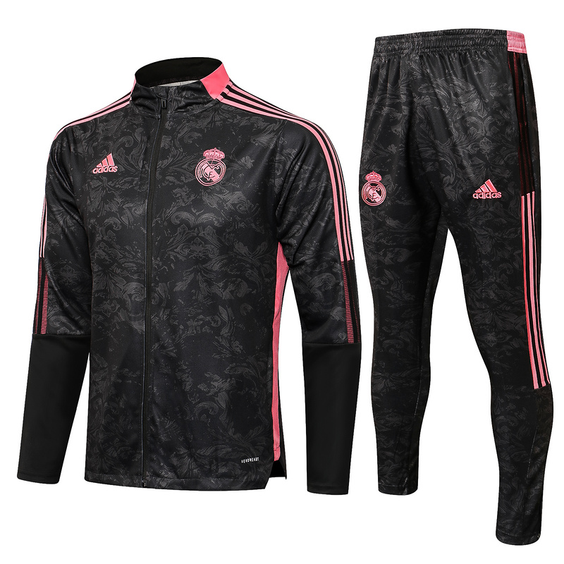 Cfb3 Chaqueta Chandal Real Madrid Equipación Negro/Rojo 2021/2022 Col Haut