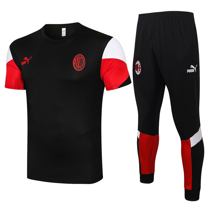 Cfb3 Camiseta Entrenamiento AC Milan + Pantalones Equipación Negro 2021/2022