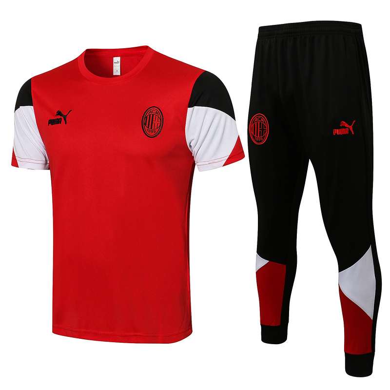 Cfb3 Camiseta Entrenamiento AC Milan + Pantalones Equipación Rojo 2021/2022