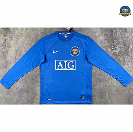 Cfb3 Camiseta Retro 2007-08 Manchester United 2ª Equipación Manga larga