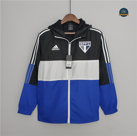 cfb3 camisetas Chaqueta Rompevientos Sao Paulo Equipación Negro/Blanco/Azul 2022/2023 cfb3 136