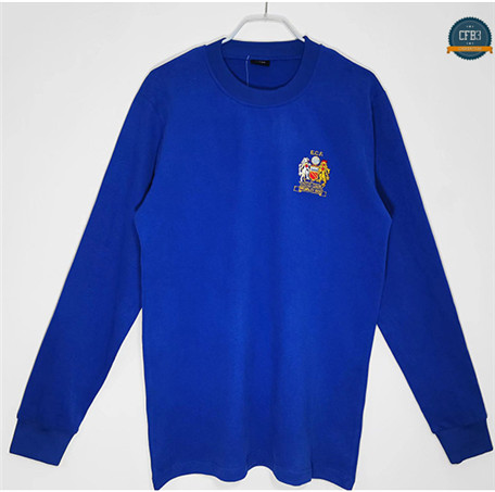 cfb3 camisetas Retro 1968 Manchester United Manga larga Azul