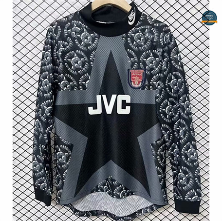 Diseño Camiseta futbol Retro 1994-95 Arsenal Equipación Portero Manga Larga negro