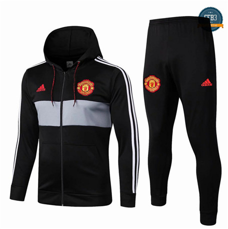 Chaqueta Sombrero Chándal Q39 Manchester United Equipación Negro 2019/2020