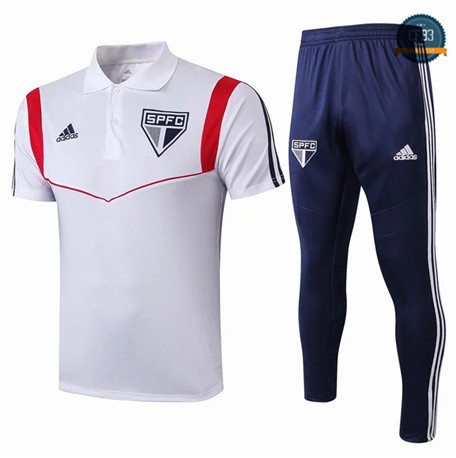 Camiseta Entrenamiento Q56 Sao Paulo + Pantalones Equipación POLO Blanco/Azul Oscuro 2019/2020