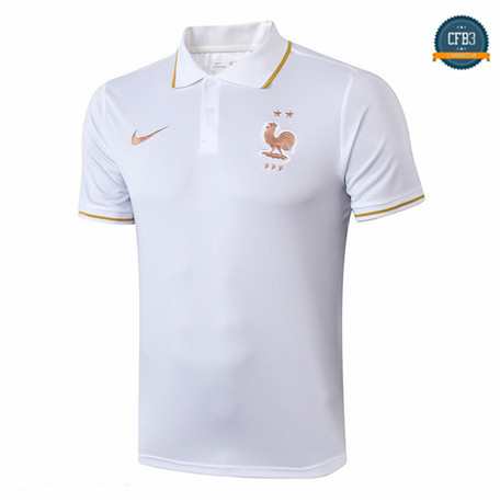 Camiseta Entrenamiento Q73 Francia Equipación POLO Blanco/Azul Oscuro