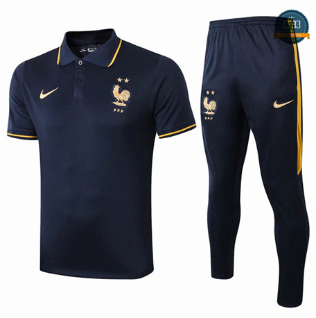 Camiseta Entrenamiento Q78 Francia + Pantalones Equipación POLO Azul Oscuro