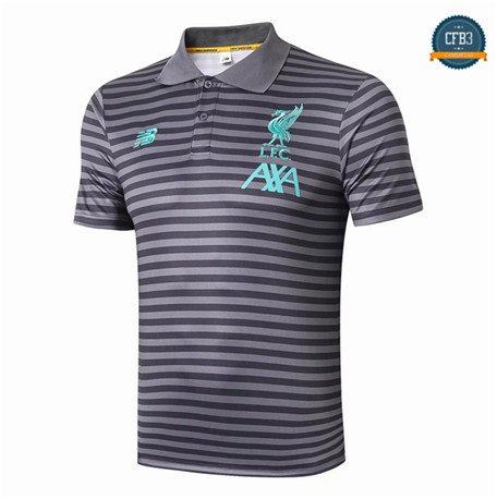 Camiseta Entrenamiento Q81 Liverpool Equipación POLO Gris bande Negro 2019/2020