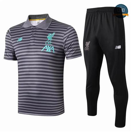 Camiseta Entrenamiento Q86 Liverpool + Pantalones Equipación POLO Gris banda Negro 2019/2020