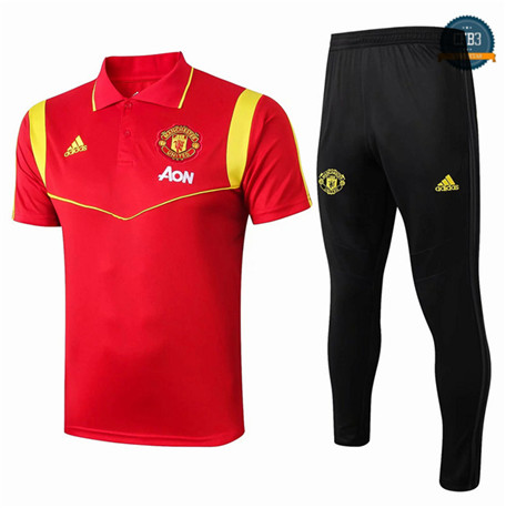 Camiseta Entrenamiento Q92 Manchester United + Pantalones Equipación POLO Rojo/Negro 2019/2020
