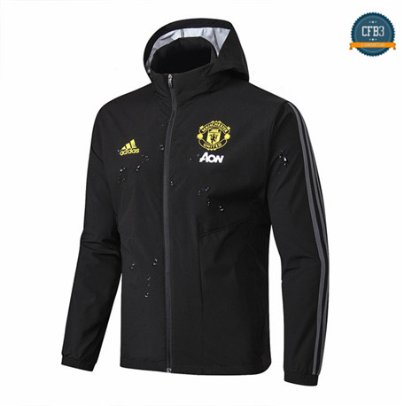 Camiseta Rompevientos Sombrero Q116 Manchester United Equipación Negro 2019/2020