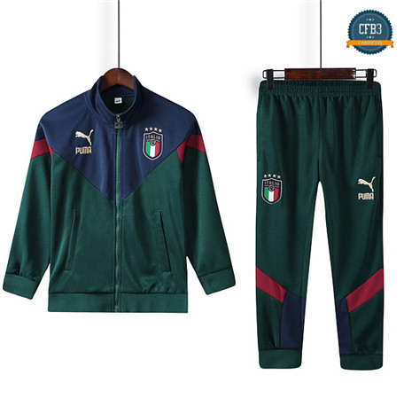 Cfb3 Camisetas B040 - Chaqueta Chandal Niños Italia Verde militar/Azul 2019/2020