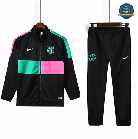 Cfb3 Camisetas B042 - Chaqueta Chandal Niños Barcelona Negro Rosa/Verde 2019/2020