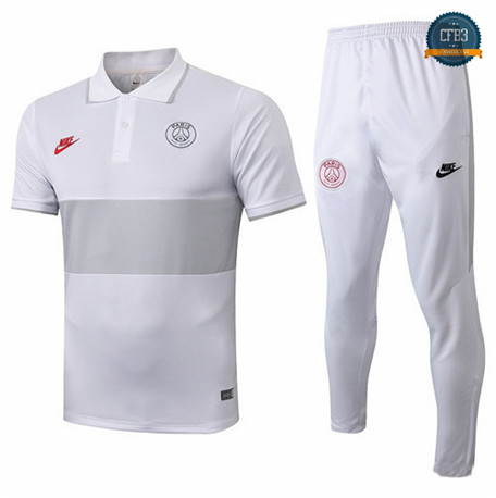 Cfb3 Camisetas B102 - Entrenamiento PSG Polo + Pantalones Blanco/Gris 2019/2020