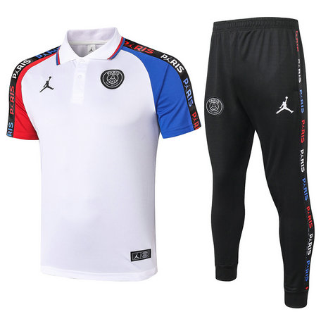 Entrenamiento PSG Jordan POLO + Pantalones Blanco manche Rojo/Azul 2020/2021